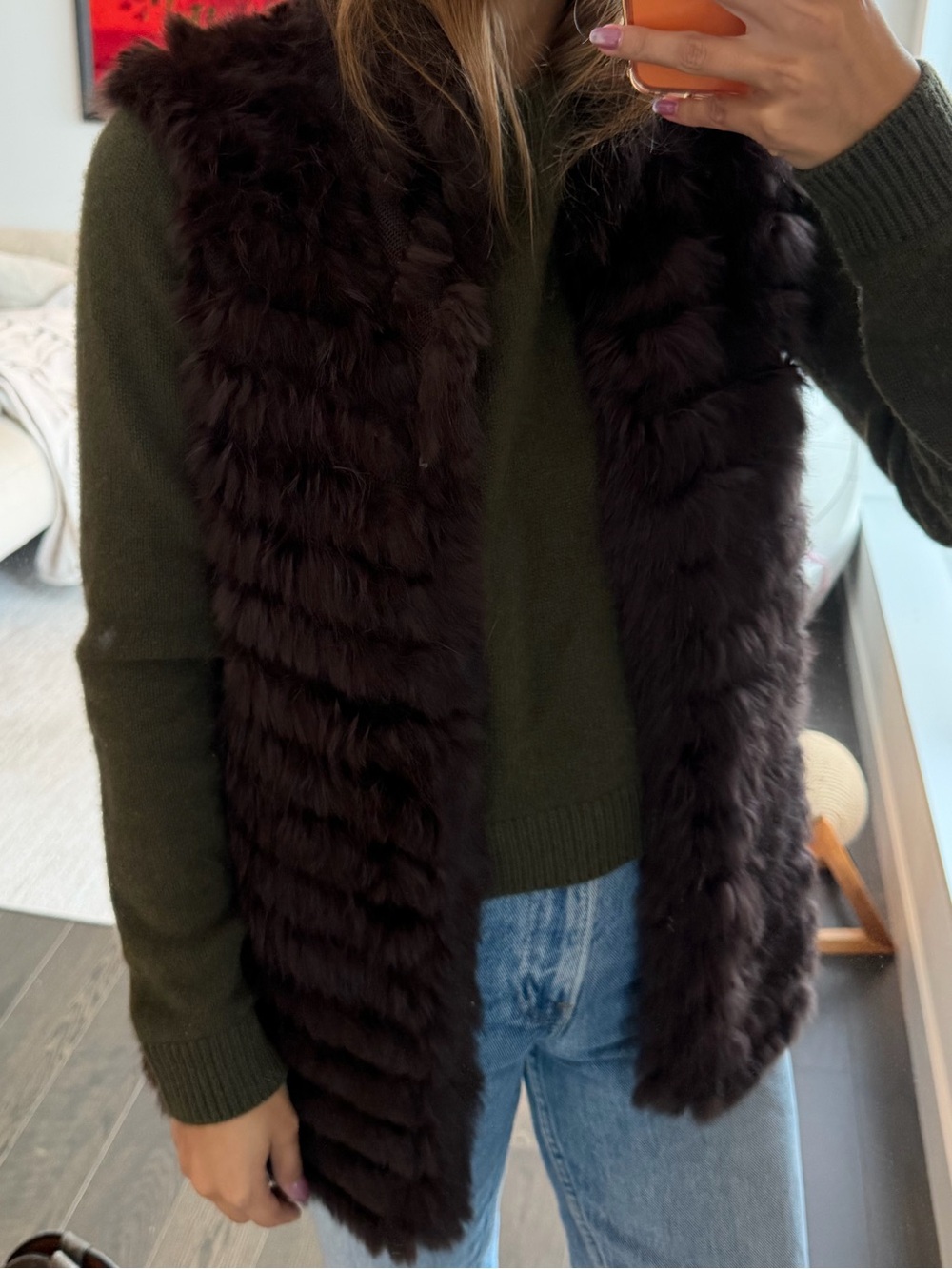 Chocolate Rabbit Fur Vest